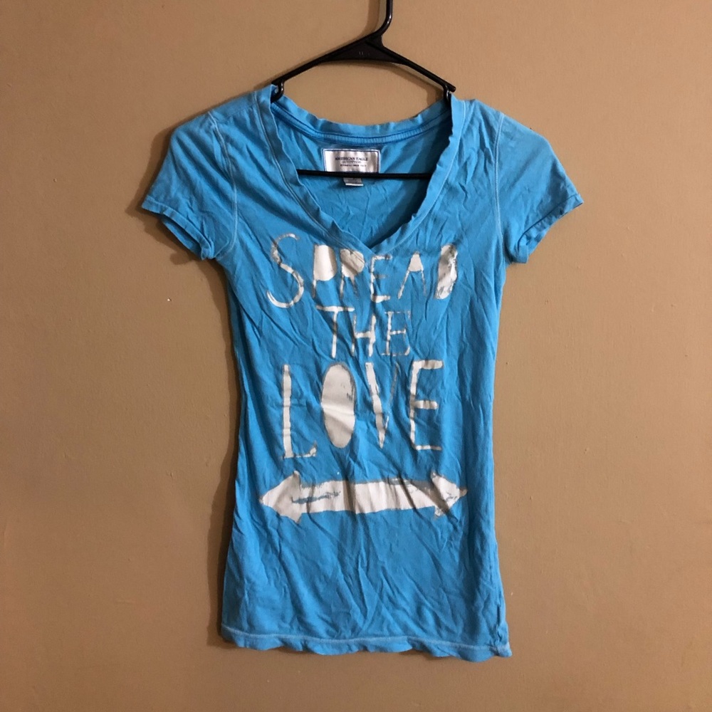 American Eagle light blue T-shirt Spread The Love